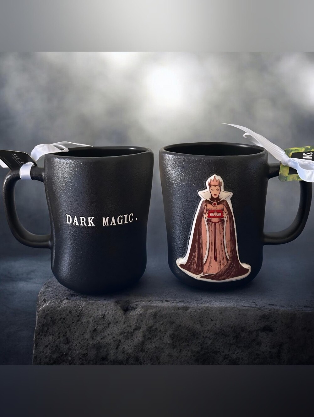 Rae Dunn Disney Villains Black Ceramic Mug W 'Dark Magic' & Queen Decal